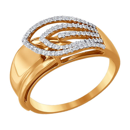 Кольцо, золото, фианит, 015797